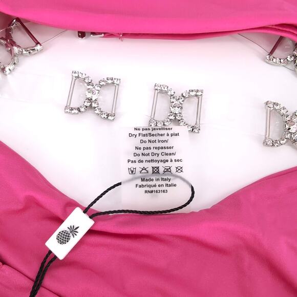 Monica Hansen Beachwear Shine Like A Diamond Pink Azalea Bikini Set- Size M -NWT - Picture 10 of 15